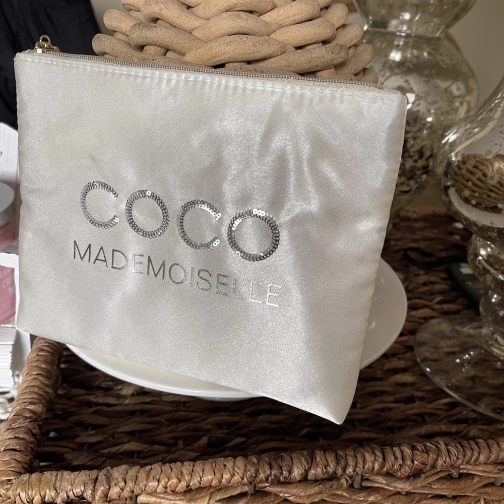 COCO Mademoiselle Satin Cosmetic Pouch - Ivory
